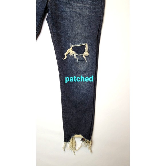 Gap Jeans Women Size 28R Distressed Best Girlfriend Raw Hem Dark Wash Gap Denim - Picture 3 of 16